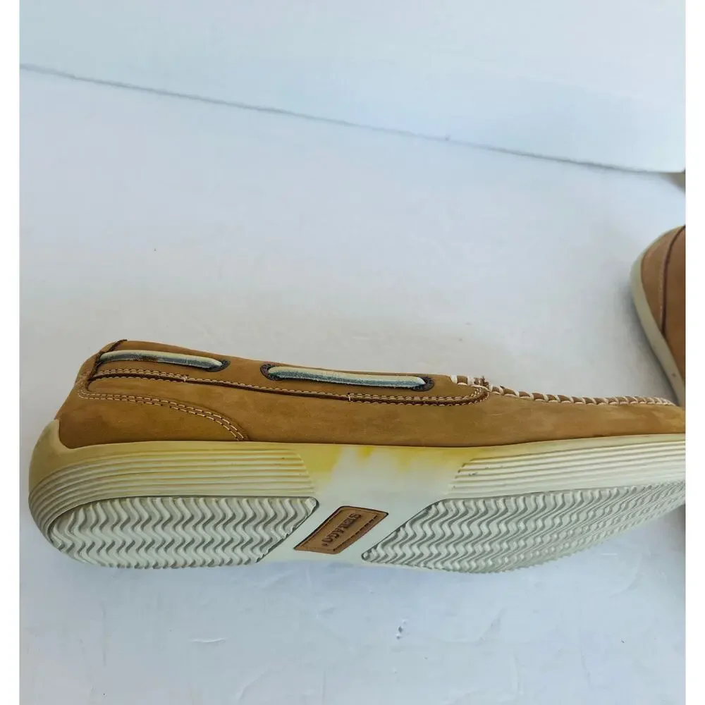Sebago Tan Leather‎ Frank Roughout Slip On Comfort Preppy Boat Loafer Shoes 10M